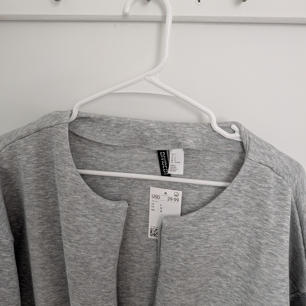 Divided Light Gray Zip-Front Knit Jacket NWT - image 6